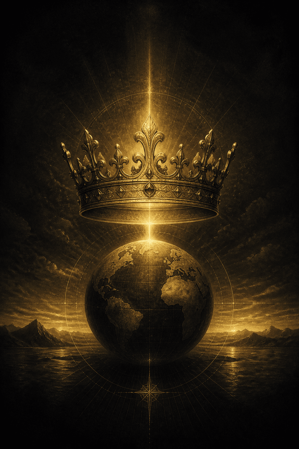 A golden crown above the earth, representing dominion restored in Christ