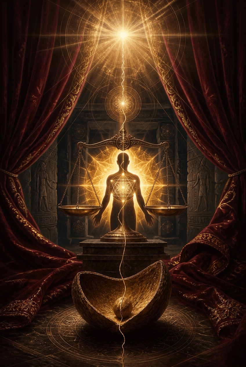 A radiant golden sanctuary with divine light dwelling within, representing Christ revealed in us